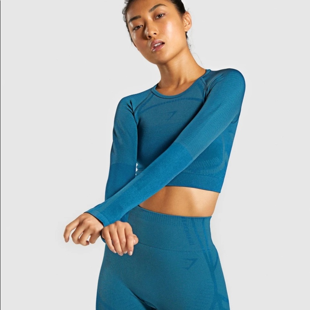 Preowned GYMSHARK GEO SEAMLESS TEAL SET